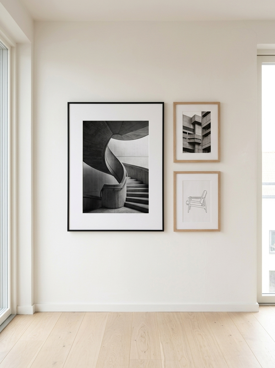 Aluminium Fotolijst Mat Zwart 50x70 van Dekovira, opgehangen in een licht Nederlands interieur