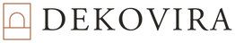 Dekovira logo - serif woordmerk met terracotta lijstsymbool